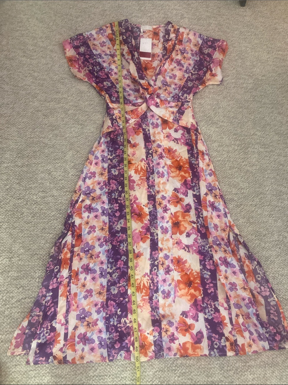 Q2 Floral Maxi Dress in Purple & Orange Size M - NWT - Picture 7 of 7